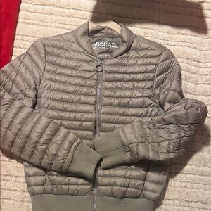 Michael Kors Olive Quilted Bomber Jacket